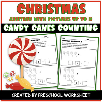 Preview of Addition with Pictures up to 10 | Christmas MATH | Lollipops Addition to 10