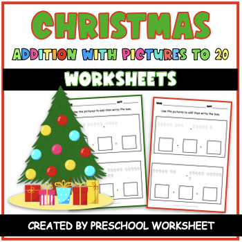 Preview of Addition with Pictures up to 20 | Christmas MATH | Simple Addition to 20