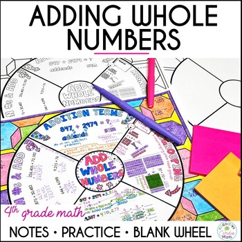 Preview of Addition with Regrouping 4th Grade Math Doodle Wheel Guided Notes and Practice