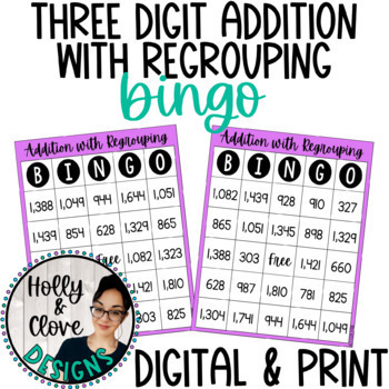 Addition with Regrouping BINGO - Digital & Print Versions - NO PREP Game