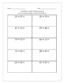 Addition with Regrouping | Using Base Ten Blocks by Teacher Friendly ...