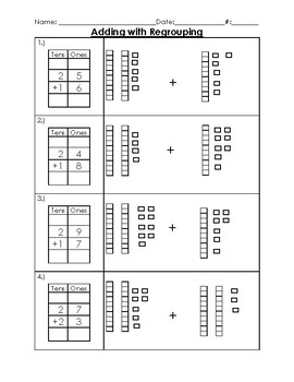 Preview of Addition with Regrouping Worksheet