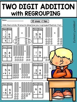Preview of Double Digit Addition with Regrouping Worksheets