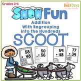 3 Digit Addition with Regrouping  Scoot:  Winter Themed