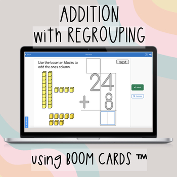 Preview of Addition with Regrouping with Boom Cards