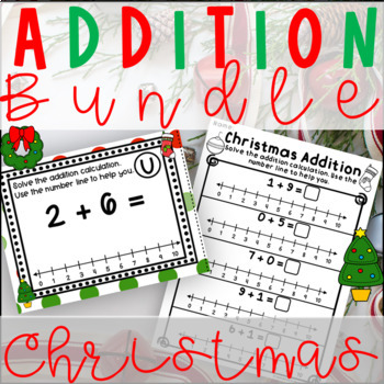 Christmas Addition with a Number Line Bundle Worksheets Task Cards 1st ...