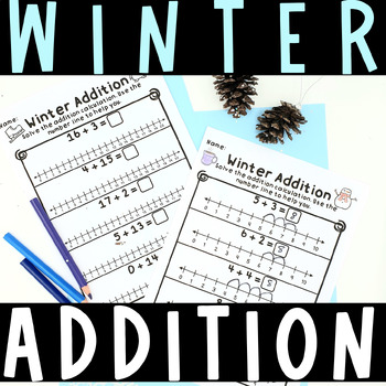 addition with a number line winter no prep worksheets kindergarten 1st grade