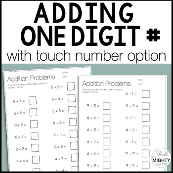 Preview of Addition with one digit - touch number math worksheets for Secondary Students