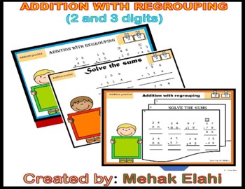 Preview of Addition with regrouping(colorful and black and white )for students and teachers