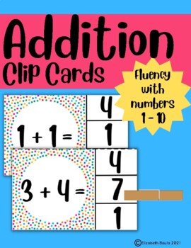 Preview of Addition within 1 - 10 Clip Cards | 45 Clip Cards | Math Center