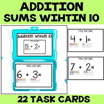 Preview of Addition within 10 Activities, Addition within 10 Task Cards, Addition task box