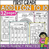 Addition within / to 10 Worksheets First Grade Facts Fluency