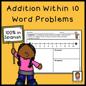 Preview of Addition within 10 Math Story Problems Spanish