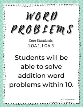 Preview of Addition within 10 Word Problems Bundle