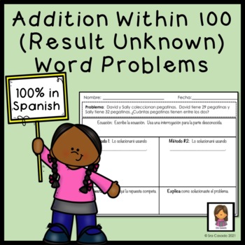 Preview of Addition within 100 Word Problems Spanish