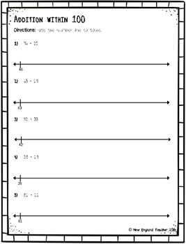 Preview of Addition within 100 on Open Number Line