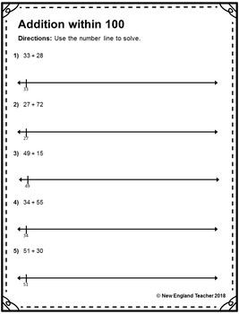 Preview of Addition within 100 on Open Number Line #2