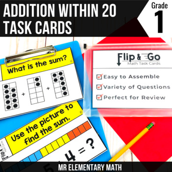 Preview of Addition within 20 Task Cards 1st Grade Math Centers