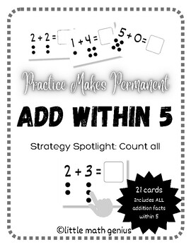 Preview of Addition within 5 Fluency Cards - Count All Strategy with Dot Images