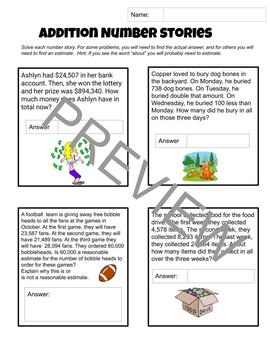Preview of Addition word problems/number stories. Digital remote learning