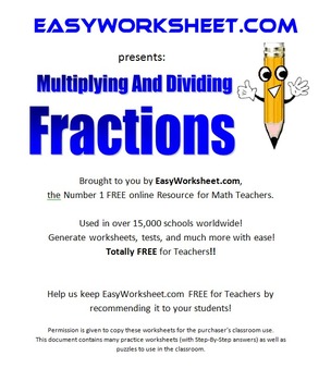 Preview of Multiplication of Fractions 6th-7th+ Grade Common Core!