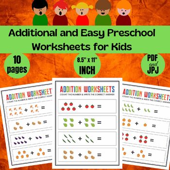Preview of Additional and Easy Preschool Worksheets for Kids