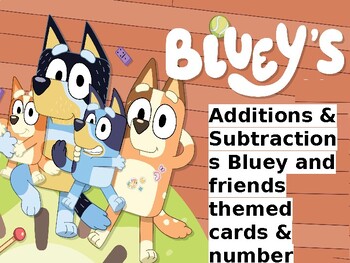 Preview of Additions & Subtractions Bluey and Friends themed cards & number line up to 20