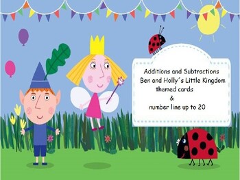 Preview of Additions and Subtractions Ben and Holly´s Little Kingdom themed cards