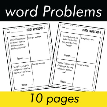 Preview of Additions and Subtractions - word problems / Math story problems worksheets