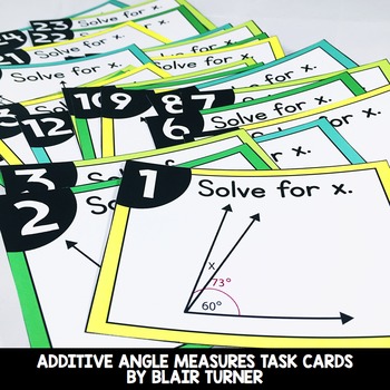 Preview of Additive Angle Measures Task Cards: 4th Grade Math Centers 4.MD.7