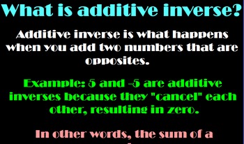 Preview of Additive Inverse Active Board Lesson