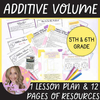 Preview of Additive Volume Math Lesson Plan│Volume Worksheets & Games│5th/6th Grade
