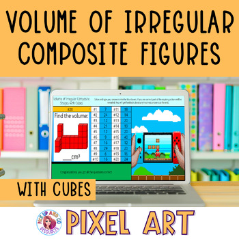 Preview of Additive Volume of Irregular Composite Figures 5th Grade Math Pixel Art