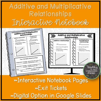 Preview of Additive and Multiplicative Relationships Interactive Notebooks TEKS 6.6C