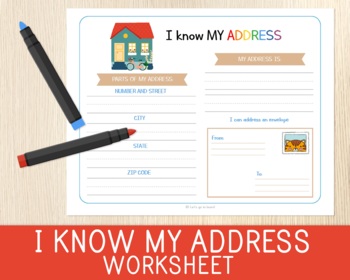 Preview of Address Activity For Kids, I Know My Address Worksheet, Writing Practice