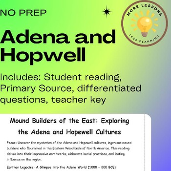 Preview of Adena & Hopewell Mound Builders Pre Colonial Reading Comprehension Worksheet