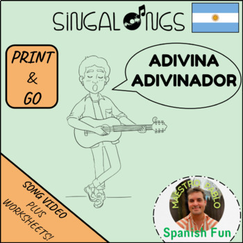 Preview of Adivina Adivinador M. E. Walsh / Sing Along Video Song and Worksheets