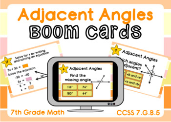 Preview of Adjacent Angles Boom Cards-Digital Task Cards