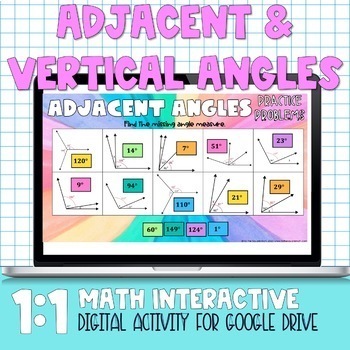 Preview of Adjacent and Vertical Angles Practice
