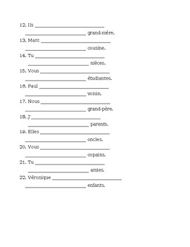 Adjectifs possessifs (French Possessive Adjectives) Worksheet 4 by ...