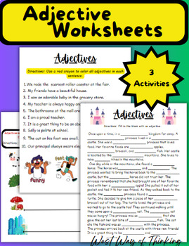 Preview of Adjective Activities- 3 Worksheets