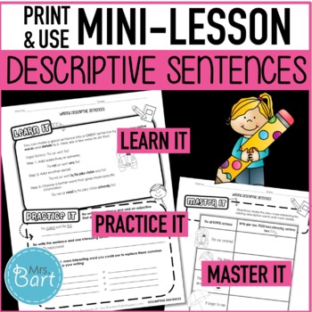 Preview of Writing Descriptive Sentences Mini-lesson {Print & Use}