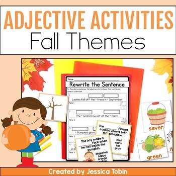 Preview of Fall Activities - Adjective Worksheets and Centers - Fall Grammar Practice