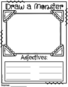 Preview of Draw an Adjective Monster | FREE