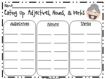 Adjective, Noun, & Verb Sort Literacy Center by Rachelle ...