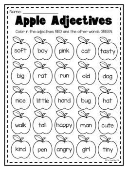 adjectives printable worksheet pack kindergarten first second grade