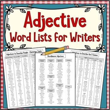 Preview of Adjective Word Lists for Writers