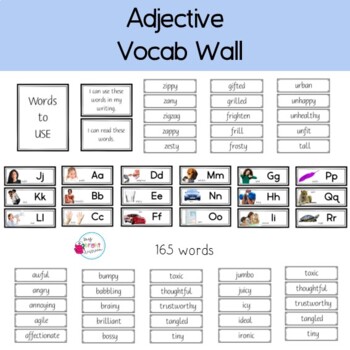 Preview of Adjective Word Wall | Describing Words | Wordbank