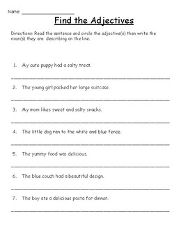 Adjective Worksheets by Grace Lane | TPT