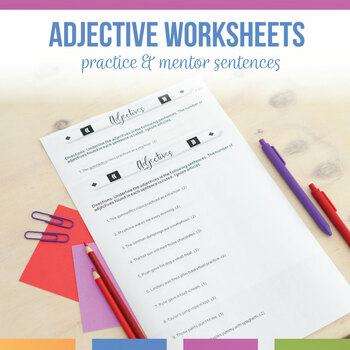 Preview of Adjective Worksheets | Grammar Parts of Speech Worksheets